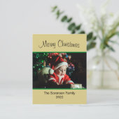 家族の写真メリークリスマス金ゴールドオーナメントHolida シーズンカード (スタンド正面)