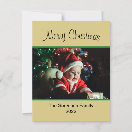 家族の写真メリークリスマス金ゴールドオーナメントHolida シーズンカード (正面)