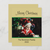 家族の写真メリークリスマス金ゴールドオーナメントHolida シーズンカード (正面/裏面)