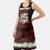 家族の写真メリークリスマス金ゴールドスターレッドホリー エプロン (インサイチュ)