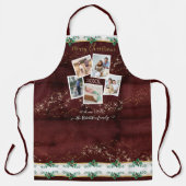 家族の写真メリークリスマス金ゴールドスターレッドホリー エプロン (正面)
