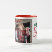 家族の写真メリーn明るい赤いギフトコーヒー マグカップ (中央)
