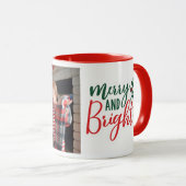 家族の写真メリーn明るい赤いギフトコーヒー マグカップ (正面右)