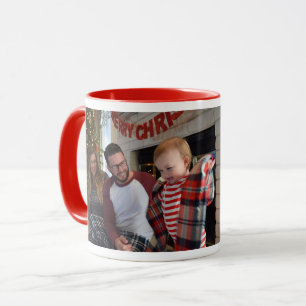 家族の写真メリーn明るい赤いギフトコーヒー マグカップ