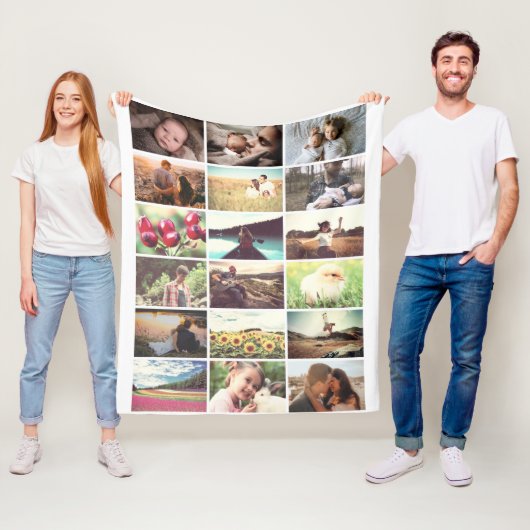 家族の写真モザイク フリースブランケット (インサイチュ)