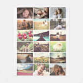 家族の写真モザイク フリースブランケット (正面)