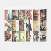 家族の写真モザイク フリースブランケット (正面(横))