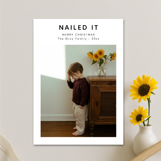 家族の写真モダンのクおもしろいリスマス シーズンカード