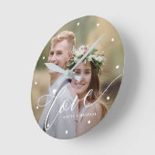 家族の写真モダンの愛のスクリプト名 ラウンド壁時計 (傾斜)