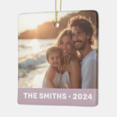 家族の写真モダンほこりっぽい紫の名前年 セラミックオーナメント (左)