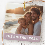 家族の写真モダンほこりっぽい紫の名前年 セラミックオーナメント