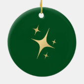 家族の写真モダンクリスマス金ゴールドタイポグラフィ セラミックオーナメント (裏面)