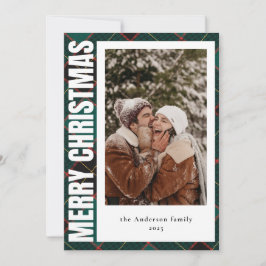 家族の写真モダングリーンプライド陽気なクリスマス シーズンカード