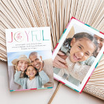 家族の写真モダンセリフタイポグラフィうれしそうな色 シーズンカード<br><div class="desc">kat massard >>> WWW.SIMPLYSWEETPAPERIE.COM<<< An elegant card design featuring the quote "JOYFUL" with combined elegant script type with serif typography, and plain colour on the backside, giving you the opportunity to handwrite a personal message. With trendy edged square shaped photo on the front for your favourite photo! NOTE >> 連絡...</div>