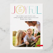 家族の写真モダンセリフタイポグラフィうれしそうな色 箔シーズンカード (正面)