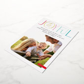 家族の写真モダンセリフタイポグラフィうれしそうな色 箔シーズンカード (回転した状態)