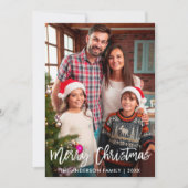 家族の写真モダンブラシスクリプトメリークリスマス シーズンカード (正面)