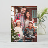 家族の写真モダンブラシスクリプトメリークリスマス シーズンカード (スタンド正面)