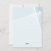 家族の写真モダン休日の雪のフレーク青 シーズンカード (裏面)