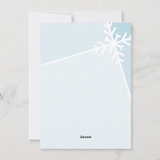 家族の写真モダン休日の雪のフレーク青 シーズンカード (裏面)