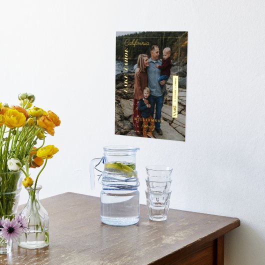 家族の写真モダン社説の旅行記念 箔ポスター (レイダウン (キッチン))
