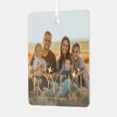 家族の写真モダン金ゴールドタイポグラフィクリスマスレッド メタルオーナメント (正面左)