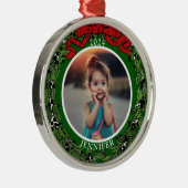 家族の写真モノグラム年を作成 メタルオーナメント