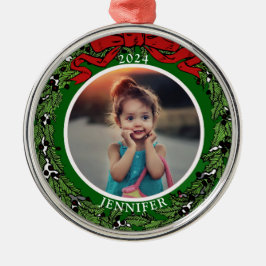家族の写真モノグラム年を作成 メタルオーナメント