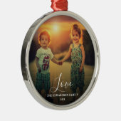 家族の写真ラブスクリプト家族の名前クリスマス メタルオーナメント (右)