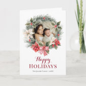 家族の写真リースホワイトクリスマス シーズンカード (正面)