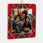 家族の写真レッドクリスマスプレッパーソナライズされたド セラミックオーナメント (右)