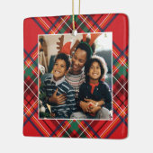 家族の写真レッドクリスマスプレッパーソナライズされたド セラミックオーナメント (左)