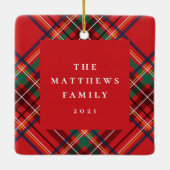 家族の写真レッドクリスマスプレッパーソナライズされたド セラミックオーナメント (裏面)