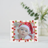 家族の写真レッド&グリーンの縁どクリスマスカード シーズンカード (スタンド正面)