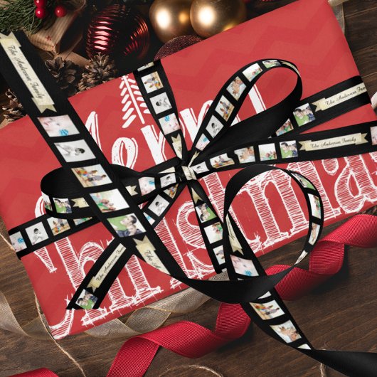 家族の写真ヴィンテージバナーファミリー名 サテンリボン