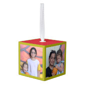 家族の写真ヴィンテージ木製 キューブオーナメント (裏面アングル)