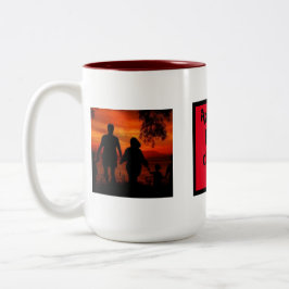 家族の写真名と休日の年を作成する ツートーンマグカップ