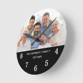 家族の写真名を白黒で作成する ラウンド壁時計 (傾斜)