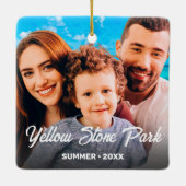 家族の写真名スクリプエレガントトメリークリスマス セラミックオーナメント (裏面)