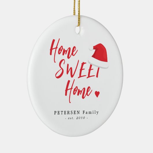 家族の写真名ホーム甘いホームレッドクリスマス セラミックオーナメント (右)