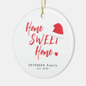 家族の写真名ホーム甘いホームレッドクリスマス セラミックオーナメント (左)