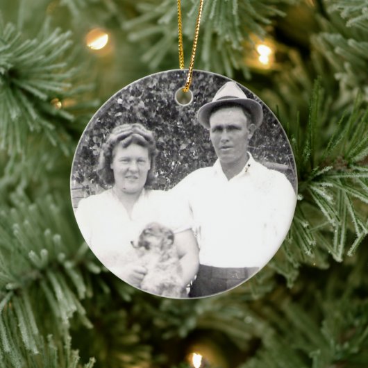 家族の写真忘れと-Me-Not Flower Cluster セラミックオーナメント (ツリー)