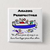 家族の写真撮影のゴミ集め競争のゲームボタン 缶バッジ (正面)