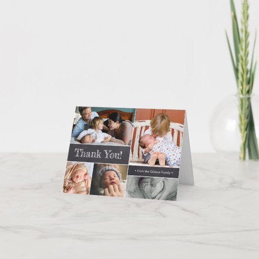 家族の写真新生児誕生発表 案内状 (正面)