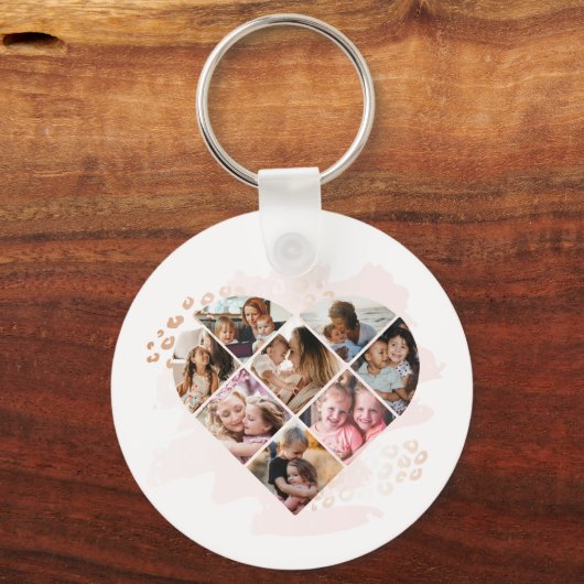 家族の写真最高のおばあちゃんエバーハートの形状8写真 キーホルダー (正面)