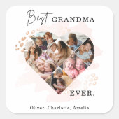 家族の写真最高のおばあちゃんエバーハートの形状8写真 スクエアシール (正面)