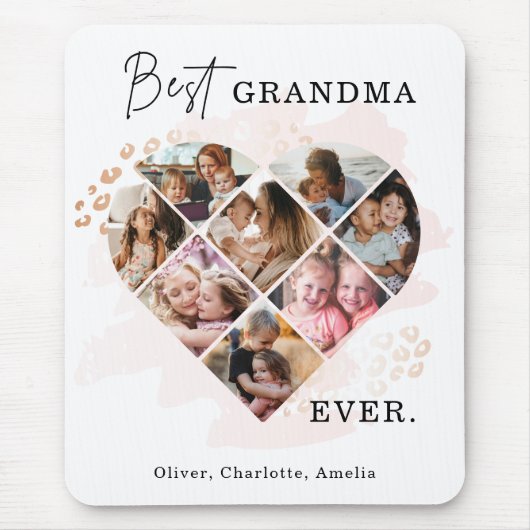 家族の写真最高のおばあちゃんエバーハートの形状8写真 マウスパッド (正面)