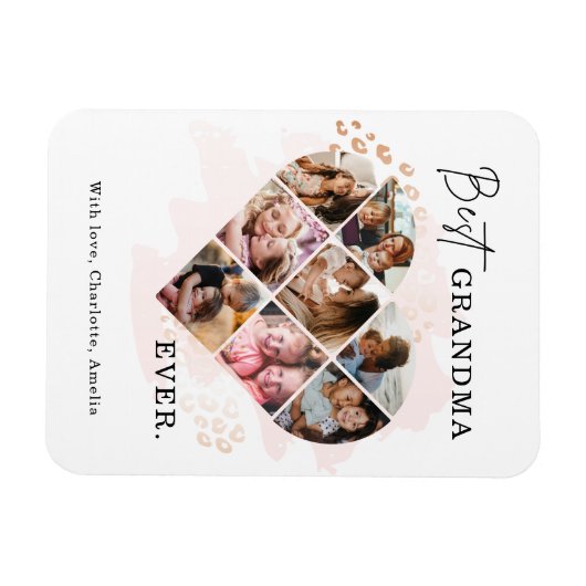 家族の写真最高のおばあちゃんエバーハートの形状8写真 マグネット (横)