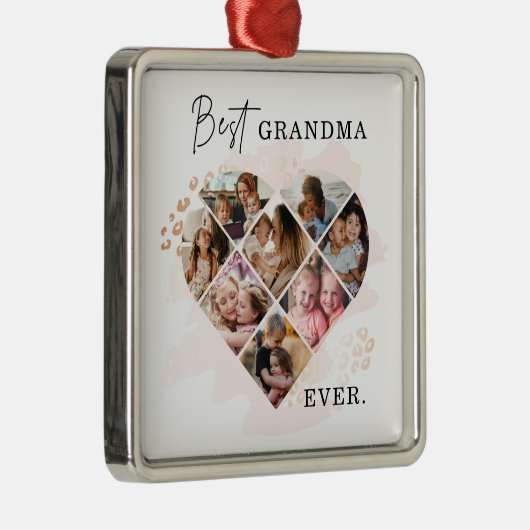 家族の写真最高のおばあちゃんエバーハートの形状8写真 メタルオーナメント (右)
