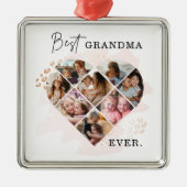 家族の写真最高のおばあちゃんエバーハートの形状8写真 メタルオーナメント (正面)